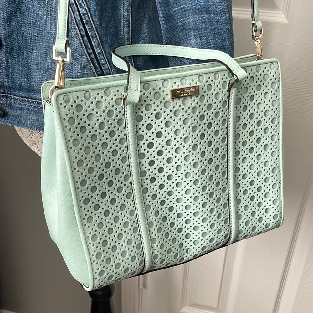 Kate Spade Pastel Aqua Blue Convertible Handbag - Picture 10 of 17